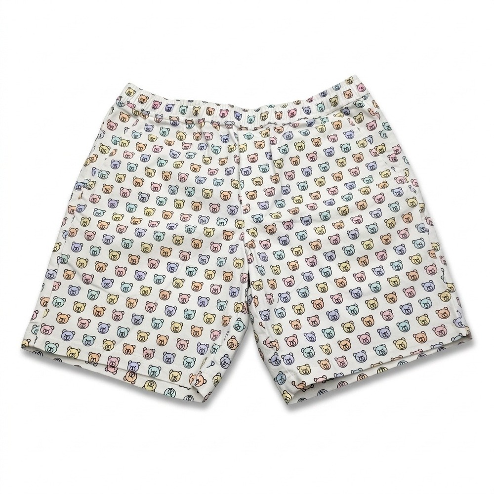 Teddy Fresh Monogram Bear All Over Print Shorts Men's Medium M White Pastel AOP